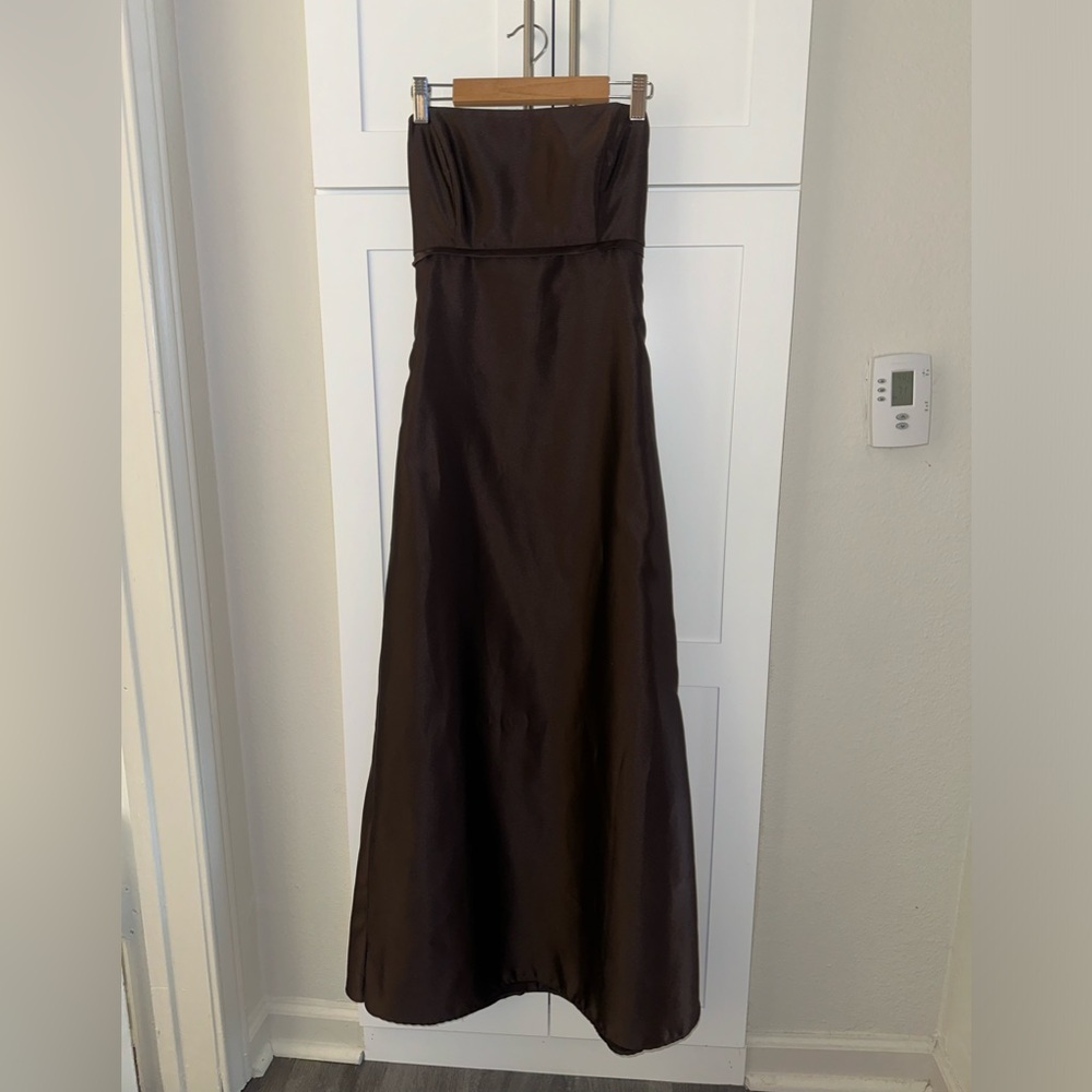 Strapless chocolate brown gown